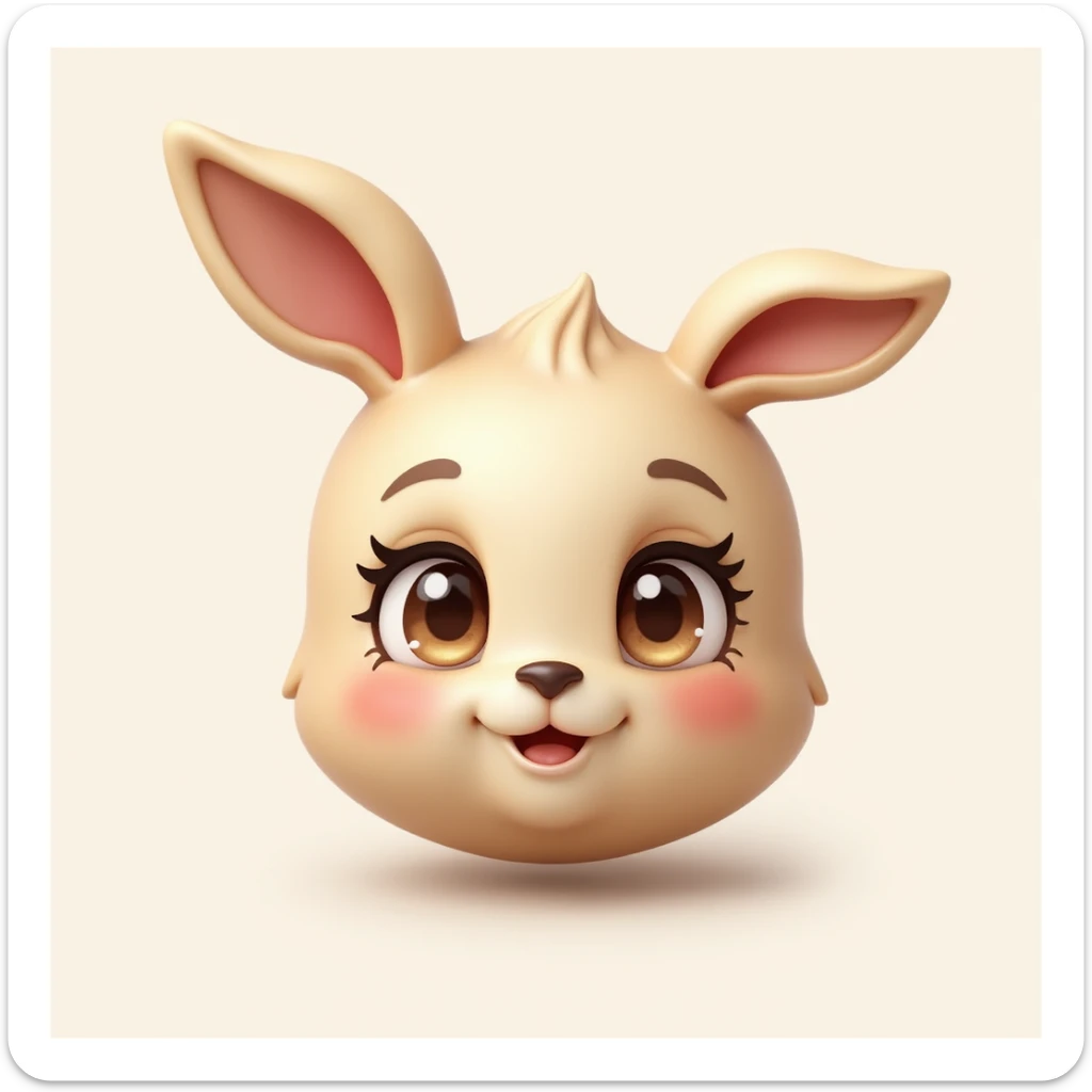 realistic emoji of a café latte vanille with expressive doe eyes and pink cheeks, transparent background sticker