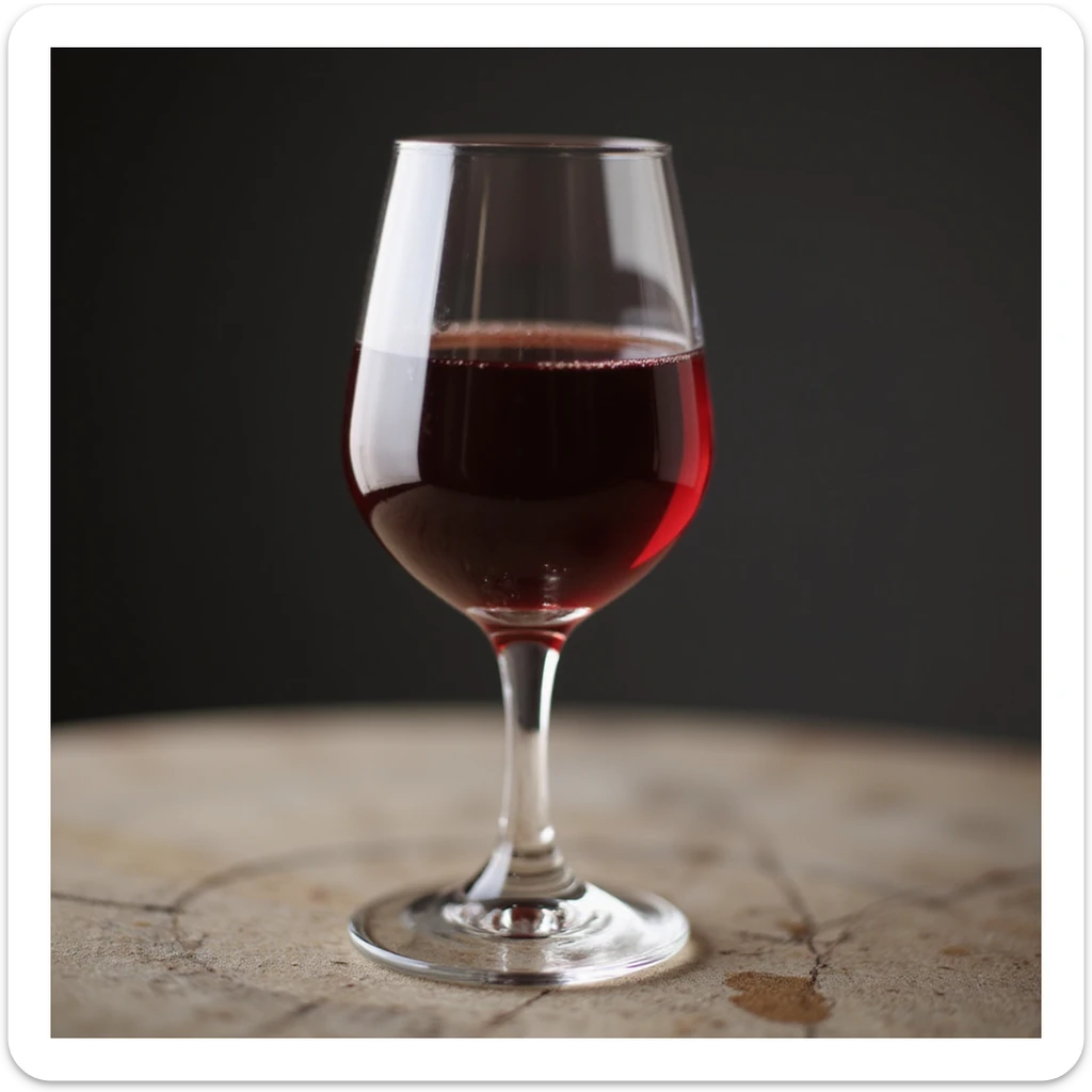 realistic glass of red wine, photorealistic style, transparent background sticker