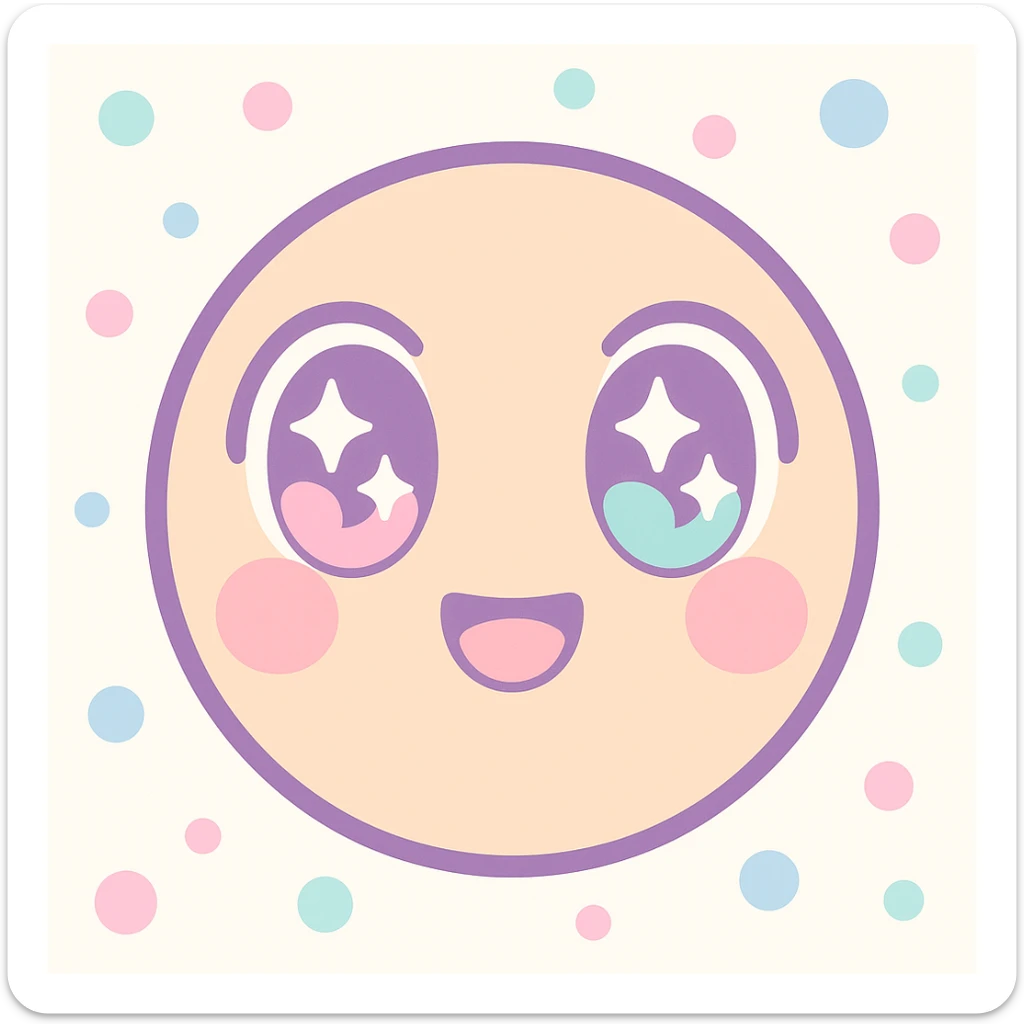 anime themed emoji, expressive face, big sparkling eyes, cute style, vibrant colors sticker