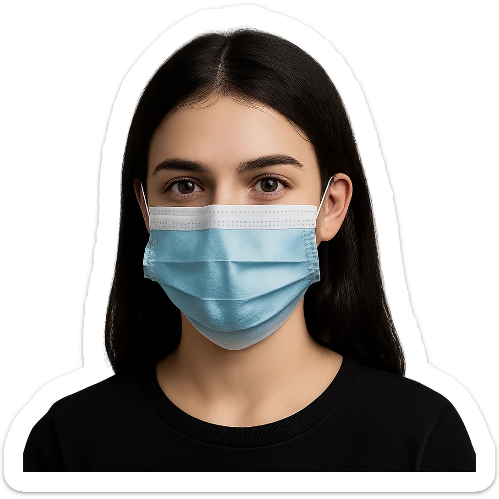 girl with dark hair wearing a covid mask, variation 1 sticker