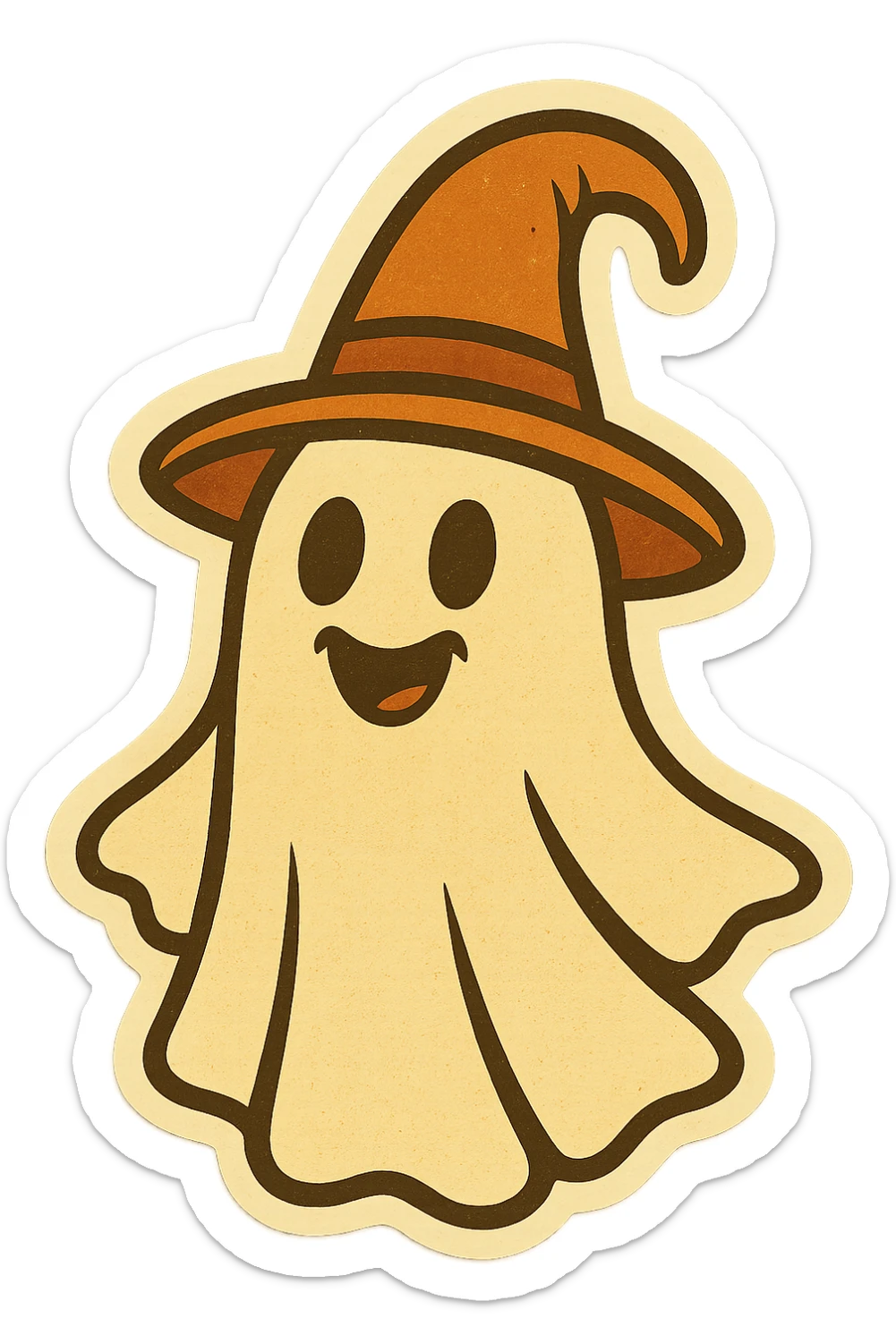 Create images of happy retro ghosts, pumpkins, spiders, witches for stickers. Use this image for inspiration. sticker