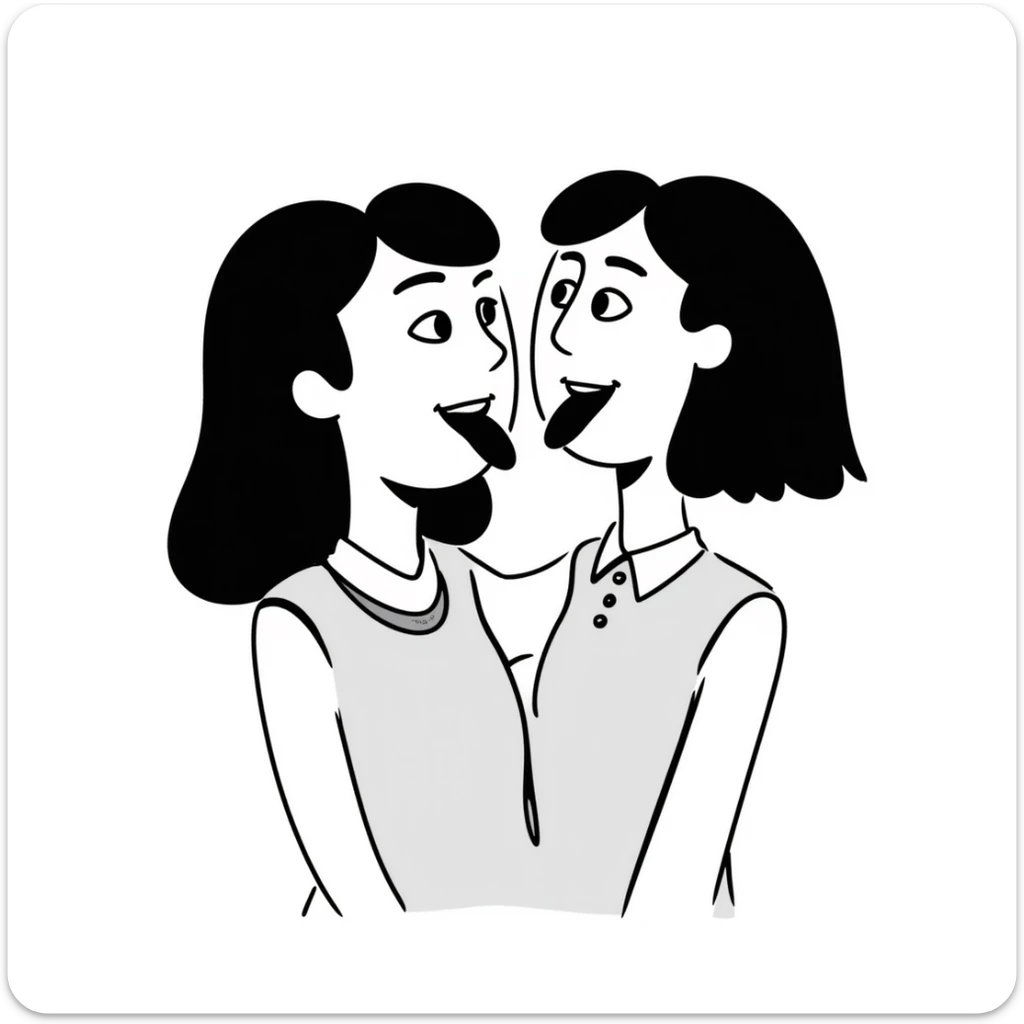 woman with two heads sticking out their tongues sticker