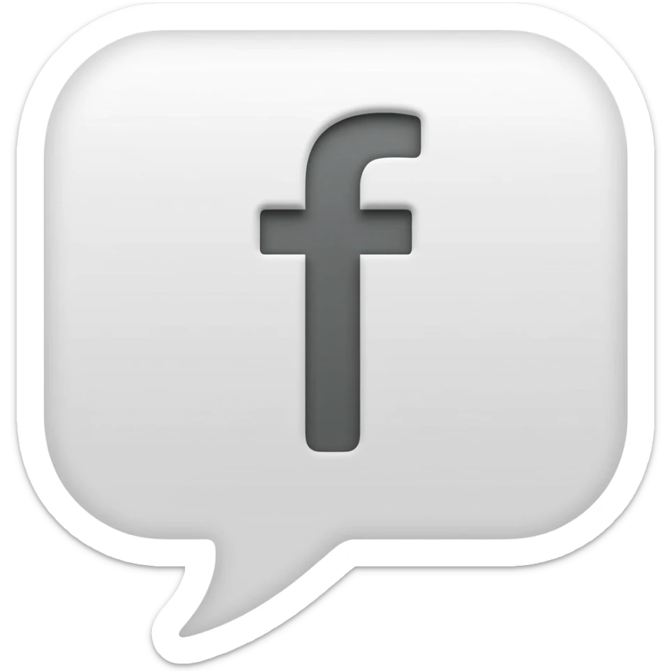 White chat bubble with grey f on it sticker