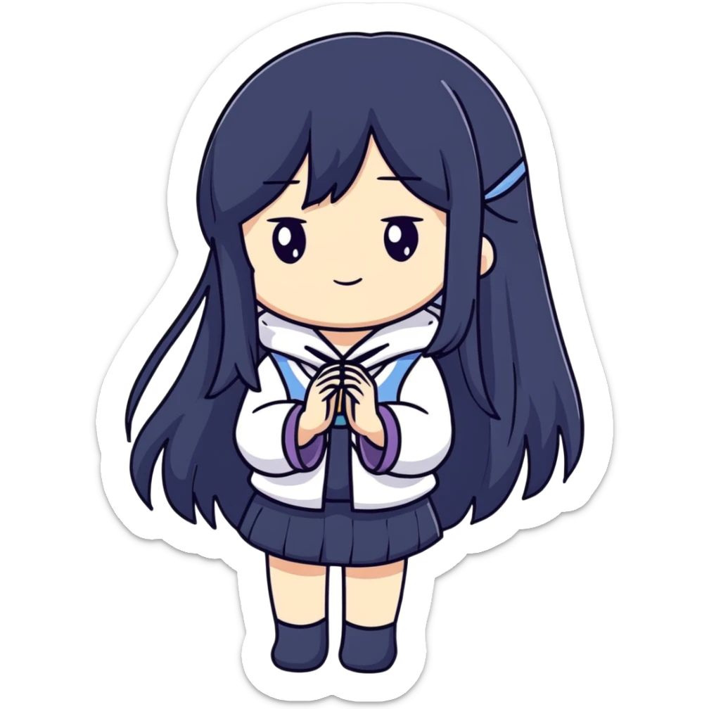 Sawako, anime girl with long black hair sticker