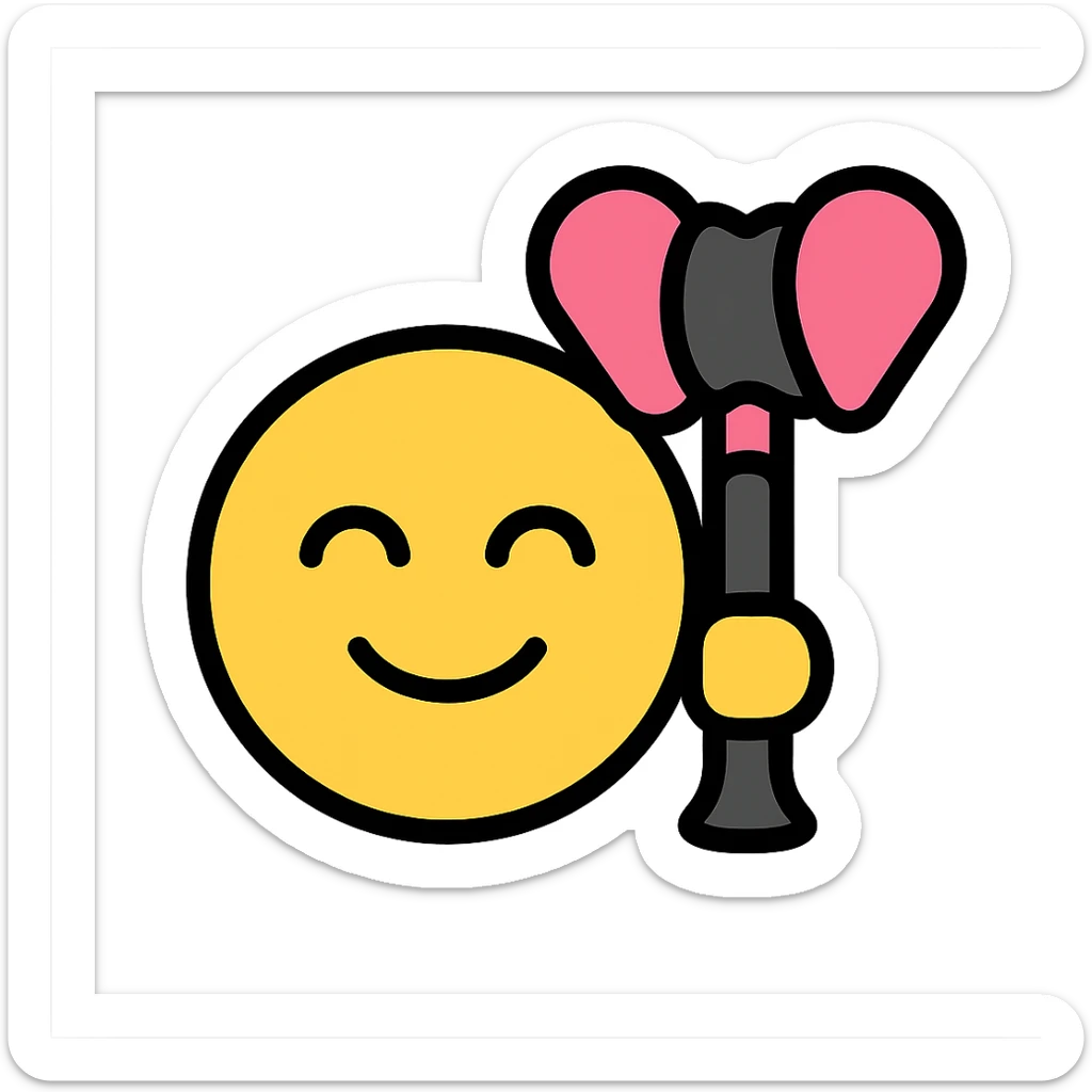 BLACKPINK-inspired emoji with black and pink lightstick, iconic and fun style sticker