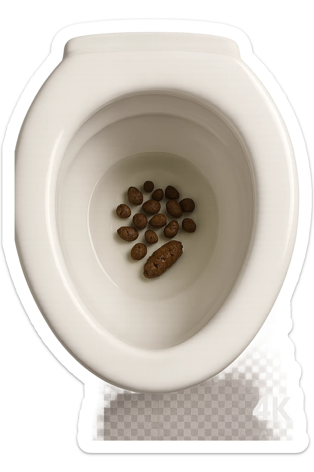 wc dentro cui cadono feci di animale a pallini, iperrealistico 4k sticker