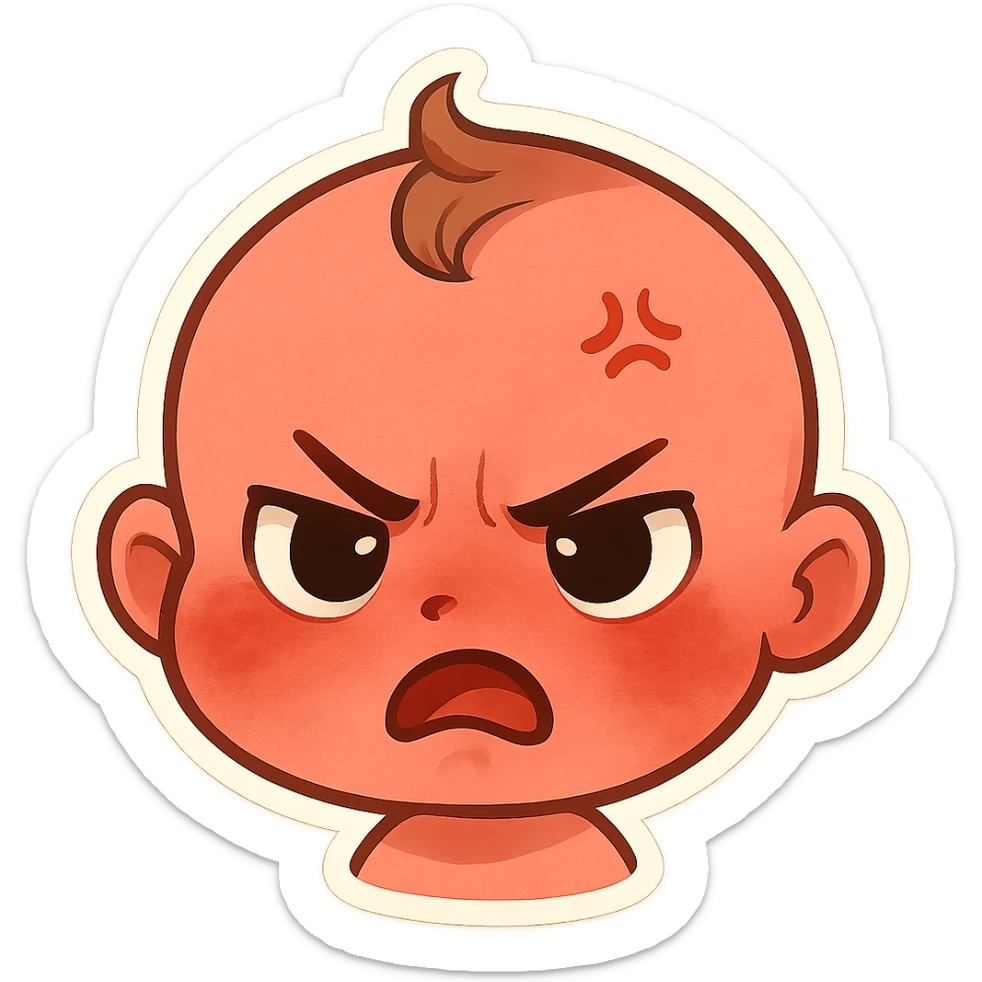 a baby red angry face  sticker