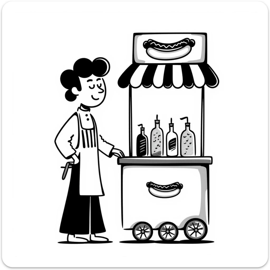 hotdog seller in New York with cart sticker