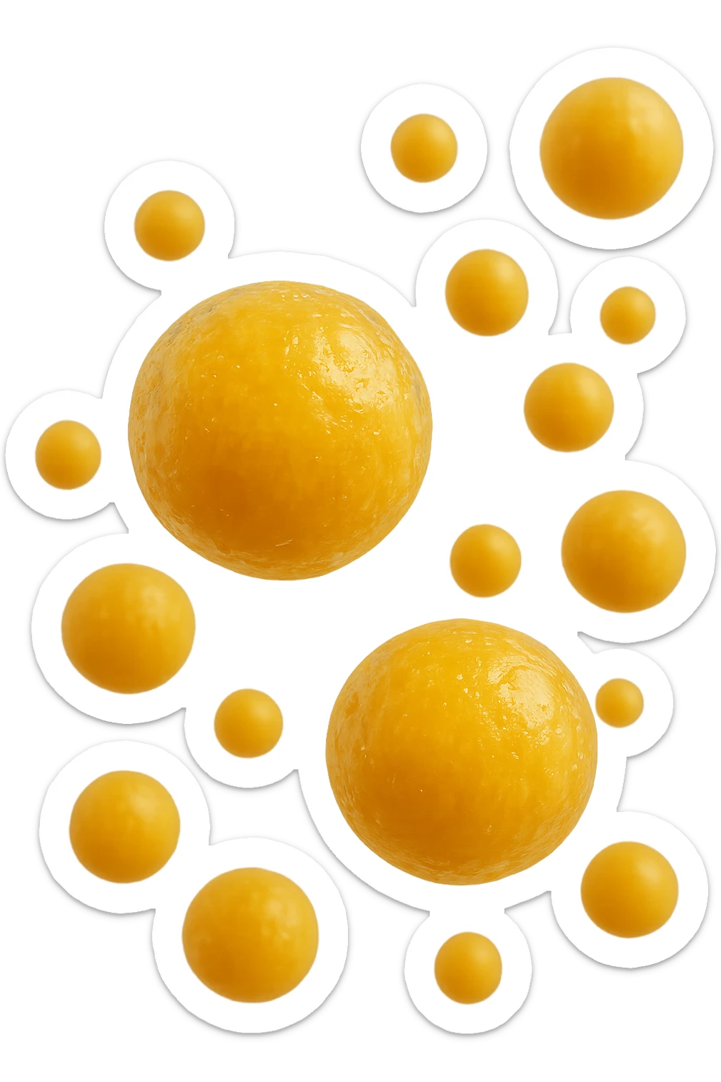 cellule di grasso gialle (adipociti) fluttuano in aria, iperrealistico 4k sticker