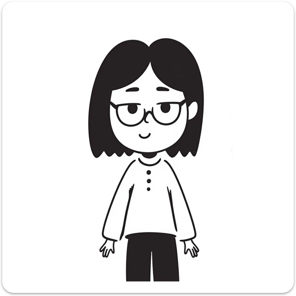 confused black-haired girl with 'I don't know what I want to do' face sticker