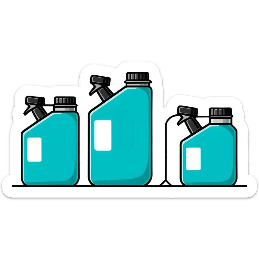 Canisters of motor oil in light gray color, minimalist design with soft gradients in sky blue, teal green, white, and light gray sticker