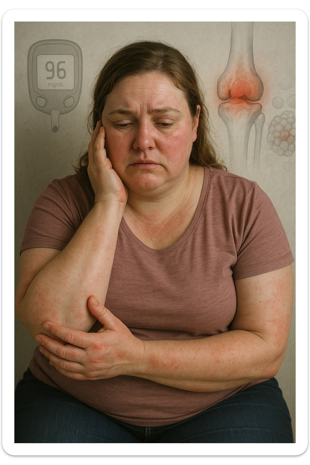 Donna con insulino resistenza e infiammazione cronica nel corpo. immagine realistiche sticker