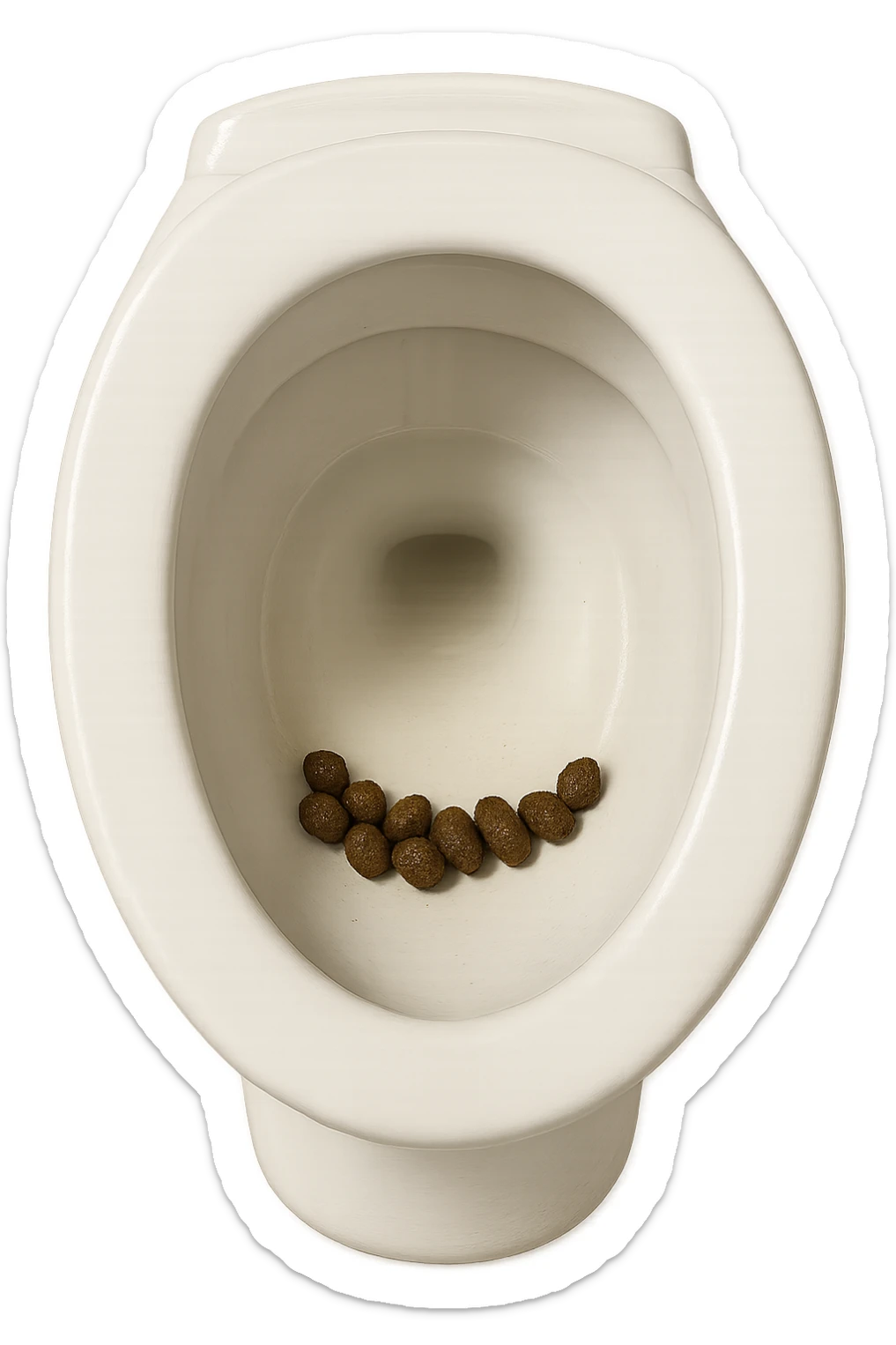 wc dentro cui cadono feci di animale a pallini, iperrealistico 4k sticker