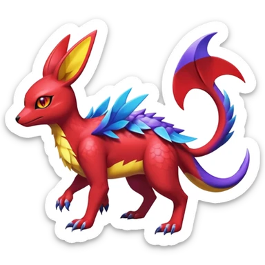  Cute Shiny Exotic Colorful Guilmon-Latias-Koraidon-Umbreon-Fakémon-hybrid-creature (full body)  sticker