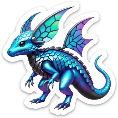  exotic tropical iridescent cyber-Protogen-Fakémon-Pokémon-Vernid-creature sticker