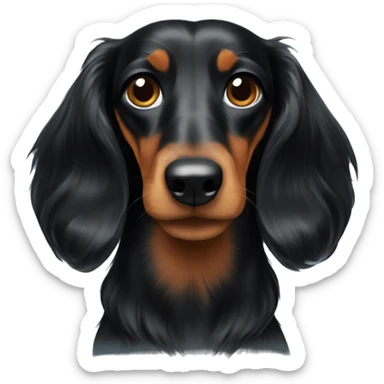 Long haired Black solid Dachshund sticker
