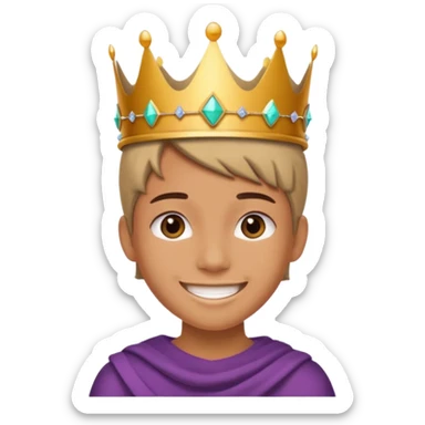 A stylish teen wearing a hand-crafted crown for fun. sticker