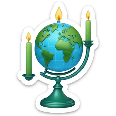 3D emoji style globe with simple candlestick chart in front, minimal design, no calculator, no coins, no money symbols, no dollar signs, clean professional look, transparent background sticker