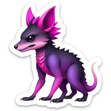 Cool Edgy Black-pink-purple-gradient badass vernid-animal-creature full bodyd sticker