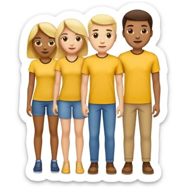 emoji cuatro personas cuerpo completo hombres y mujeres con camisa amarilla sticker