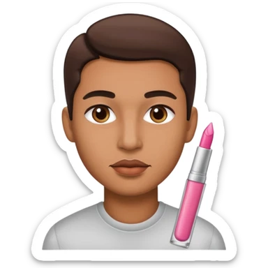 Man with lip gloss on and makeup sticker