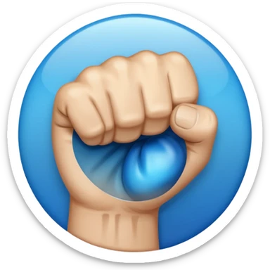 Give me a punching emoji with a blue gradient and transparency, No face, just a fist sticker
