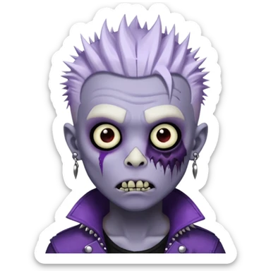 Purple pale skinned zombie boy skin so with white spiky hair. Nose and ear piercings. Emo. sticker