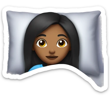 Brown skin girl with straight black hair in bed sleeping  sticker
