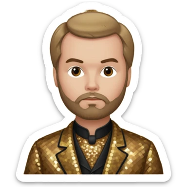 Paul Verlaine with dark blonde hair, bronze sequin outfit  sticker