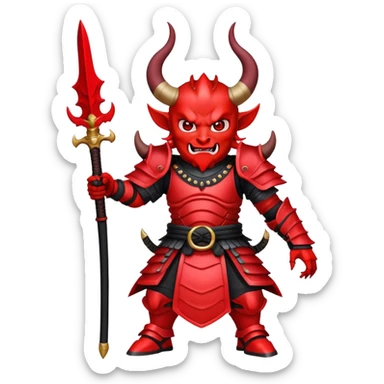 Devil samurai with large curved horns sticker