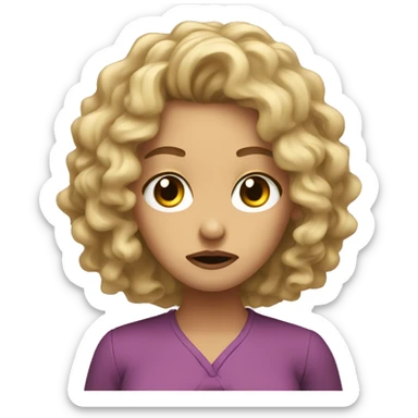 Dirty blonde girl with curly hair making disgusted face  sticker