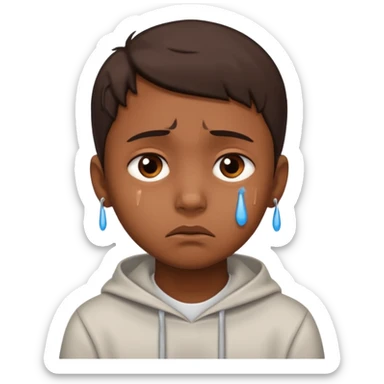 kid with brown skin sad hurt sticker