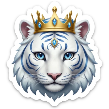 ESO Female white tiger khajiit leader of the umbral rose, blue eyes, blue 'third eye' gem, something symbolizing leadership ruling sticker