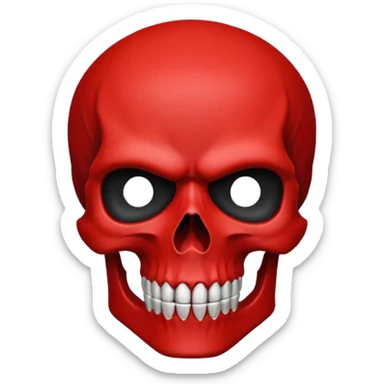 The image features a stylized red skull against a black background.
The image is composed primarily of two colors: a vibrant red for the skull and a deep black for the background. The skull occupies a large portion of the image and is drawn in a minimalist style, almost like a silhouette.  sticker