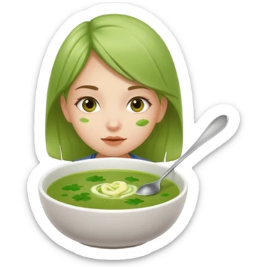 Je veux une fille qui mange une soupe verte sticker