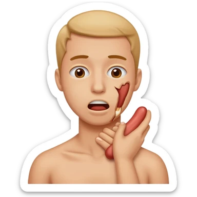 a person fake choking themselves sticker