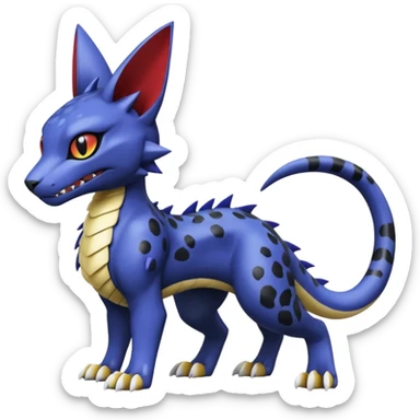 with black rosette-splotches, scaley Bastet-Liepard-Noibat-Gatomon-Garchomp-Digimon-Fakémon-Pokémon-creature (full body) sticker