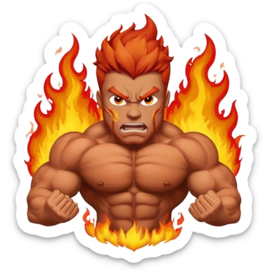 burning angry bodybuilder red haired man sticker