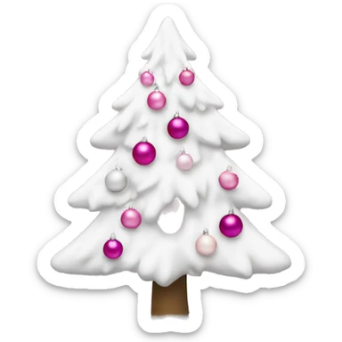 white christmas tree with pink ornaments sticker