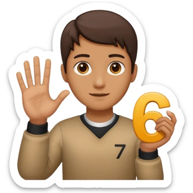 🤷🏻‍♂️ number 6 in left hand and number 7 in the right hand sticker