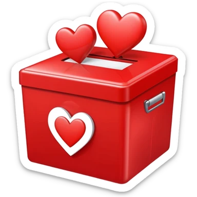 red color vote box decorate with red heart sticker