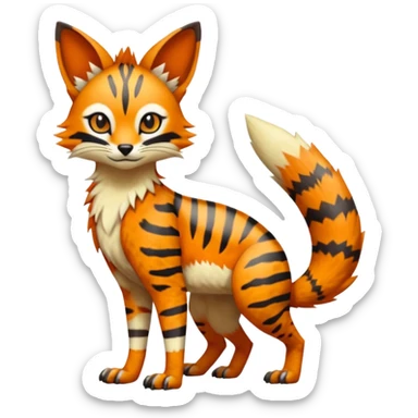 Colorful Bobcat-Sergal-Numbat-Serval-Genet-Pokémon-Digimon-Fakémon-fusion-hybrid-creature sticker