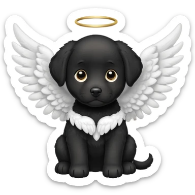 Black lab puppy with all white angel wings  sticker
