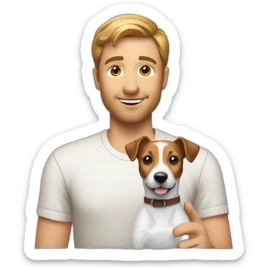 Man with jack russell terrier dog sticker