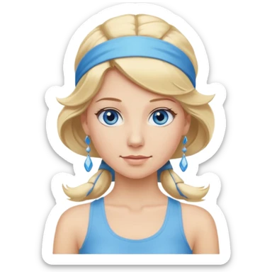  long blown out blonde hair woman blue eyes pilates princess  sticker