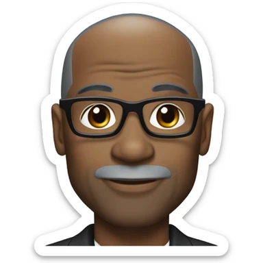 deon sanders with round face and suit and glasses and buzz cut and small eyes and over 50 small gray bearded receding hairline and small black eyes and wrinkled forehead sticker