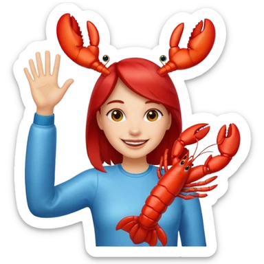 a lobster claw high five a girl emoji sticker
