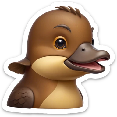 Cinematic Noble Platypus Portrait Emoji, Poised and regal, with a uniquely streamlined build and a sleek brown fur, a distinctive flat duckbill and broad, beaver-like tail, deep-set soulful eyes full of wonder, Simplified yet sharp and sophisticated features, highly detailed, glowing with a soft, dignified glow, high shine, intelligent and enigmatic, stylized with an air of aquatic curiosity, focused and attentive, soft glowing outline, capturing the essence of a watchful and confident oddity, so majestic it feels as though it could glide out of the screen with effortless authority! sticker