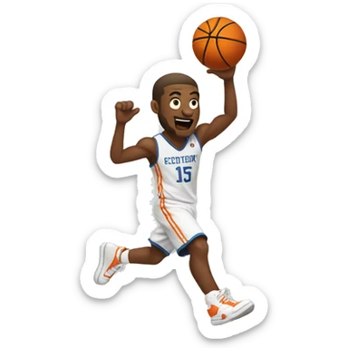 a basket ball player slam dunking sticker