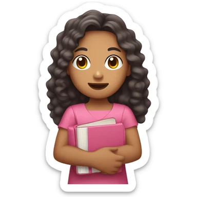curly filipina girl wearing pink dress holding a bible sticker